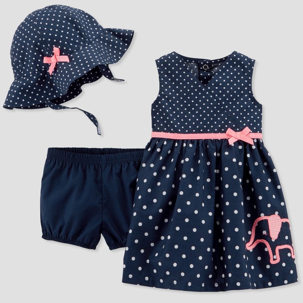 Carter’s Navy Polkadot Dress 3PC
